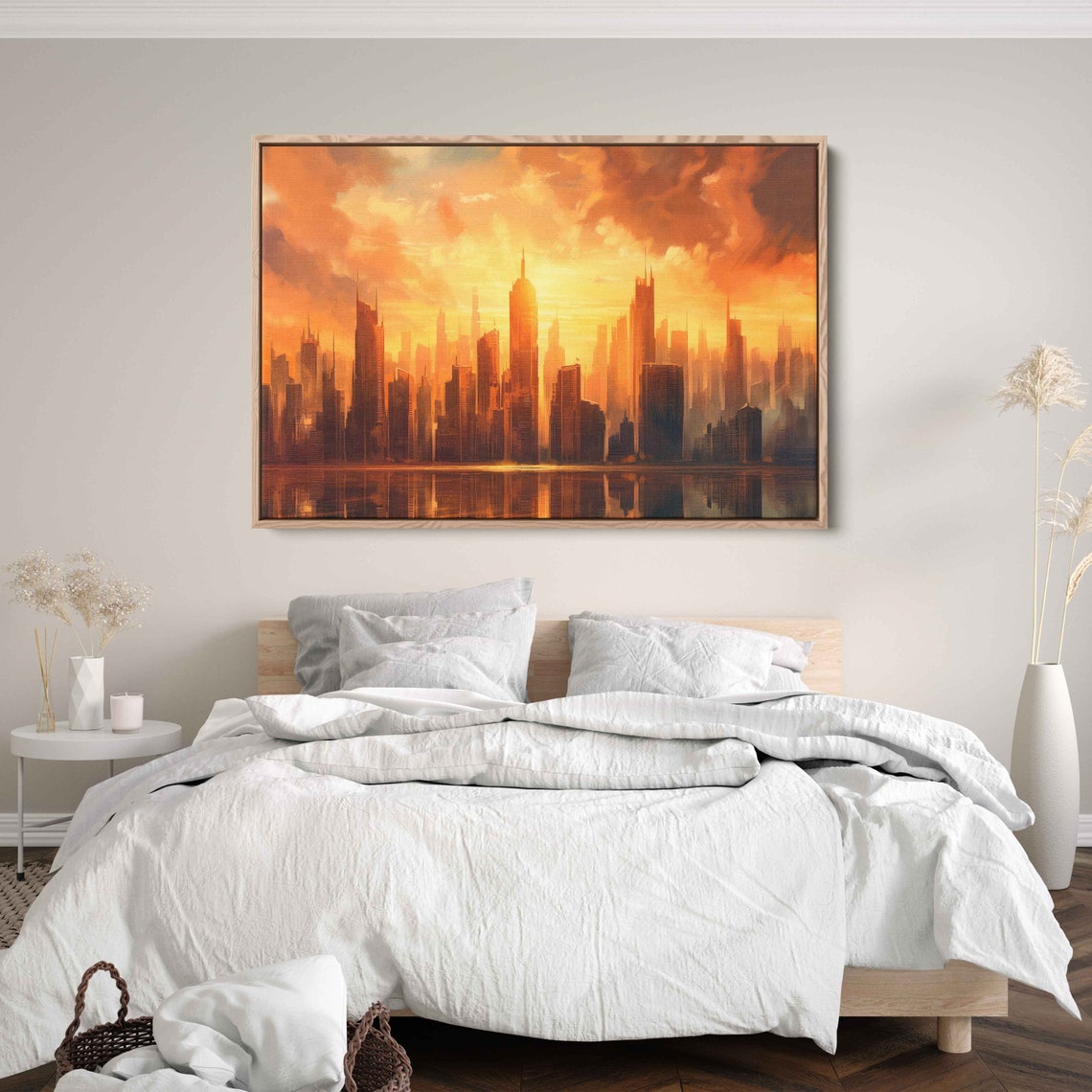 Sunset Cityscape City Skyline Art Wall Art Framed Print Ready To Hang - Image 2