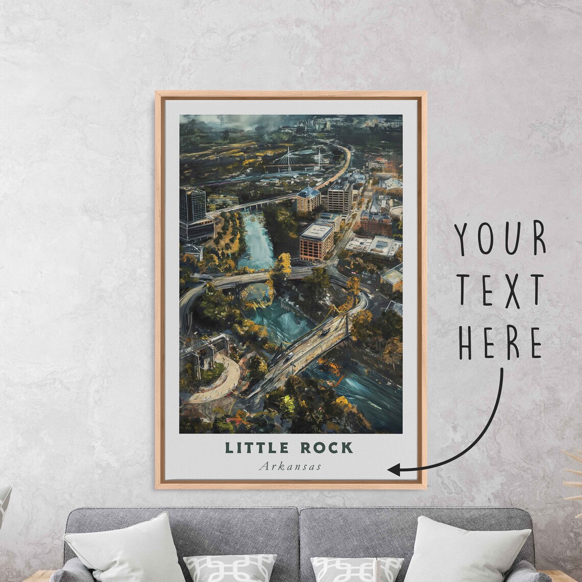 Little Rock Arkansas River Bridges Night Aerial Travel Poster