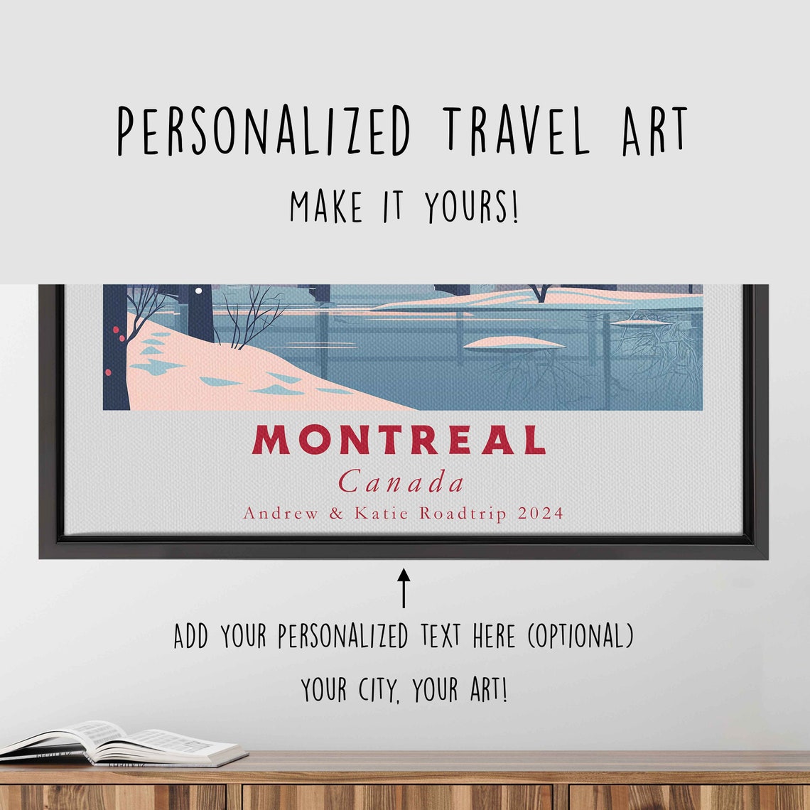 Montreal Canada Winter Skyline River Sunset Snow Scene Poster - Image 4