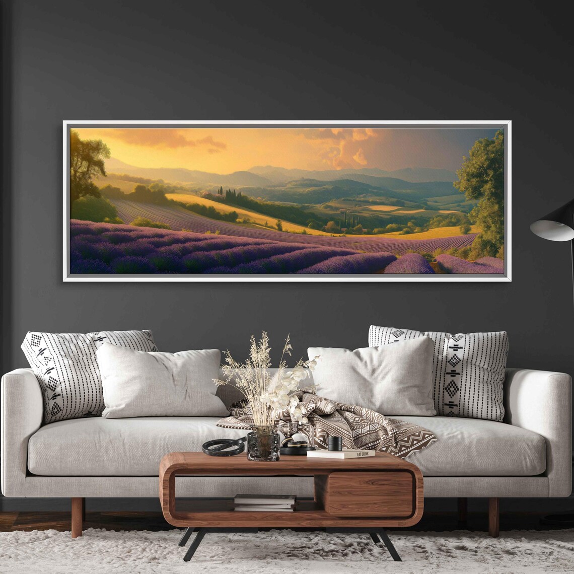 Lavender Fields Provence Dawn Landscape, Wall Art Print