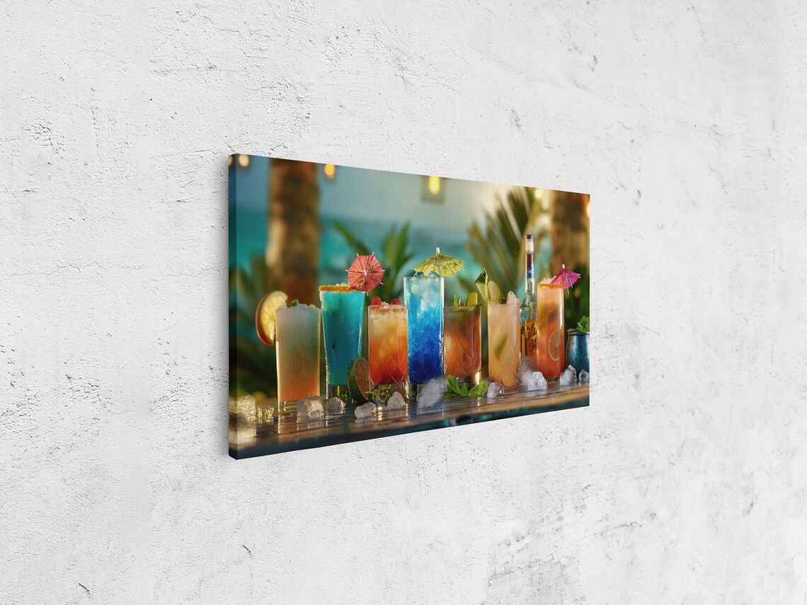 Tropical Cocktails Row Colorful Drinks Photo Beach Bar Wall Art Poster - Image 4
