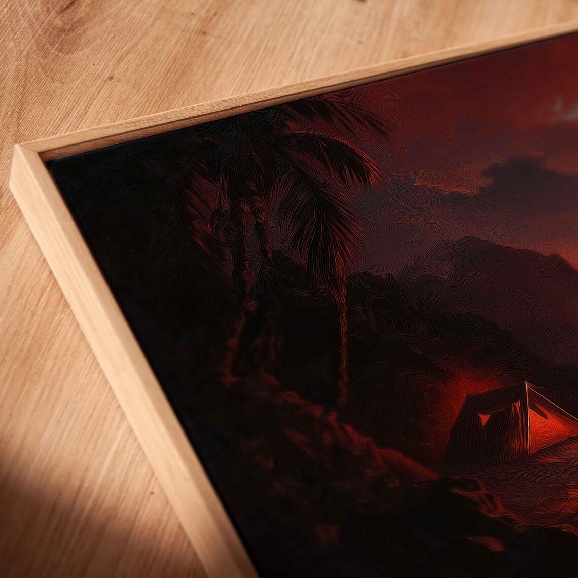 Dramatic Beach Camping Scene, Sunset Ocean Waves - Image 2