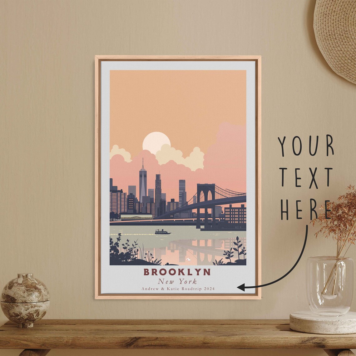 Brooklyn New York Bridge Skyline Sunset Harbor View Travel Poster - Image 3