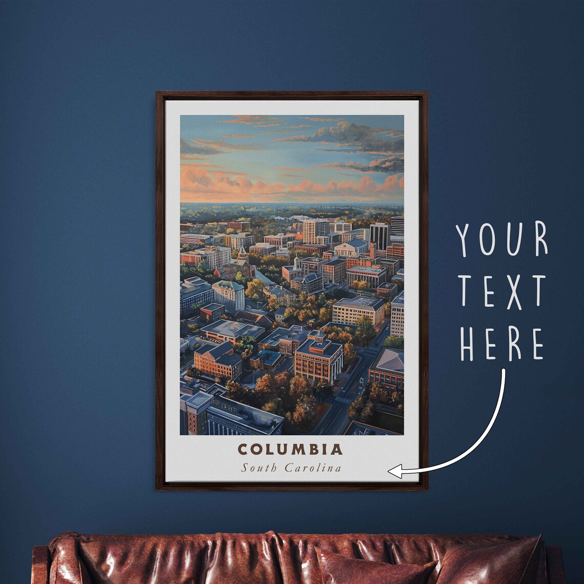 Columbia South Carolina Aerial Downtown Skyline Golden Hour Poster