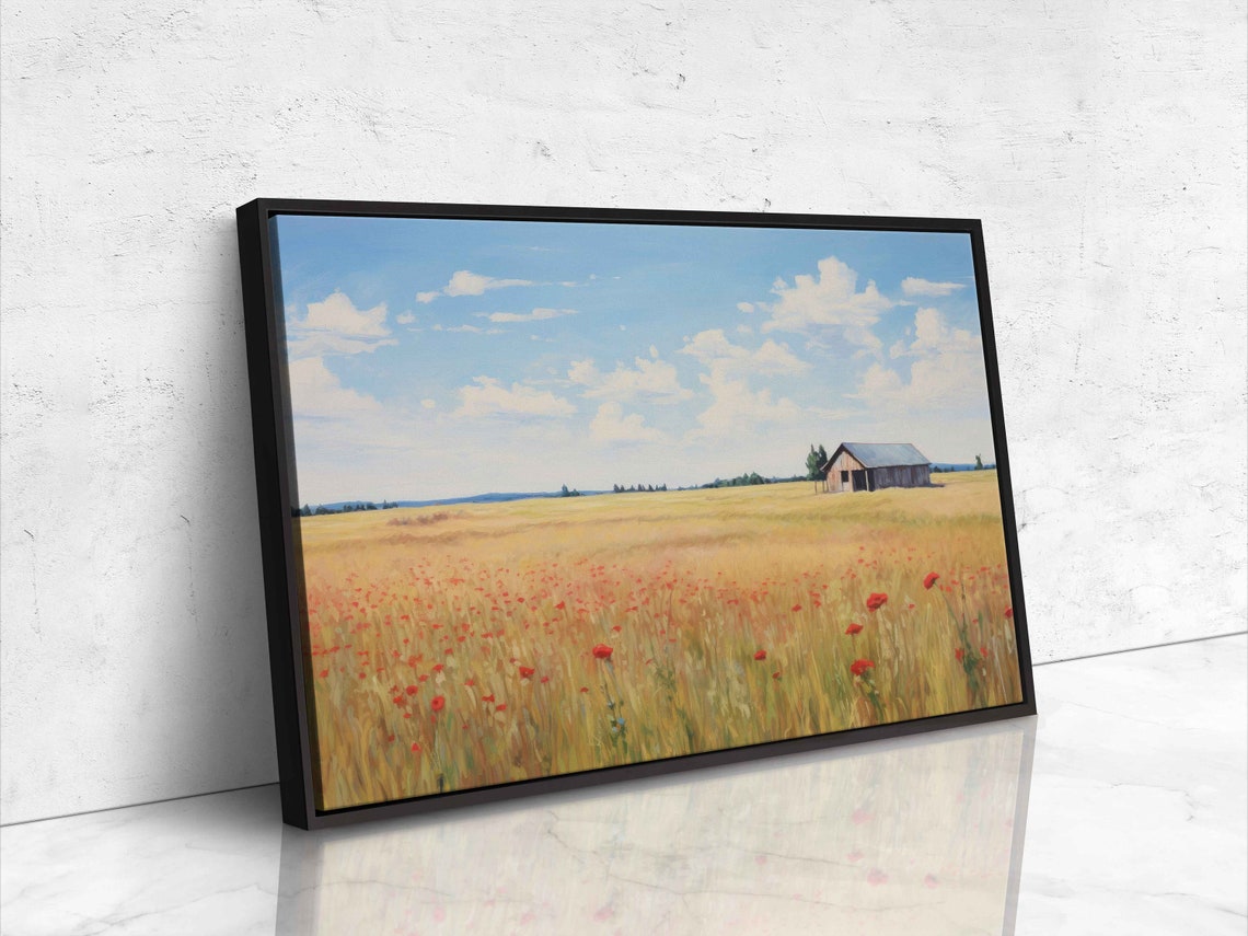 Rustic Farm Vintage Painting Framed Print Ready To Hang Farmhouse Decor - Image 4