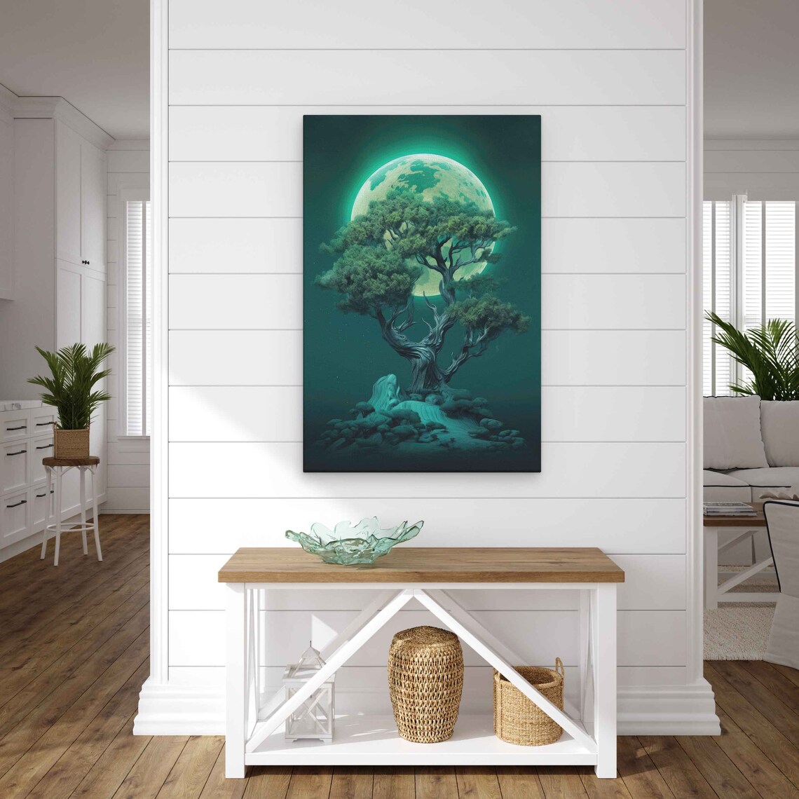 Tree Under The Moonlight Framed Print Cool Wall Art Bedroom Decor - Image 2