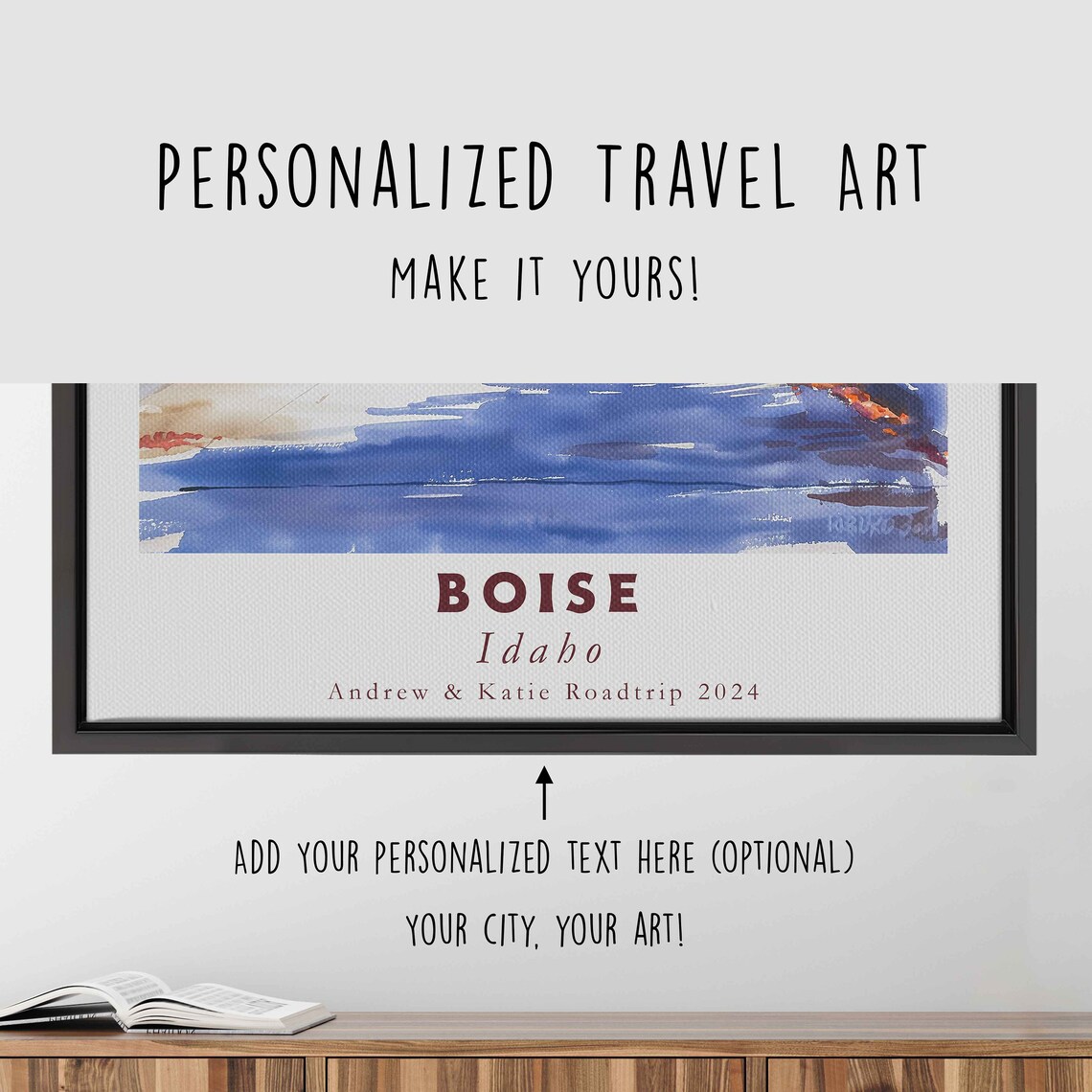 Boise Idaho Fall Street Autumn Trees Watercolor Cityscape Art Poster - Image 4