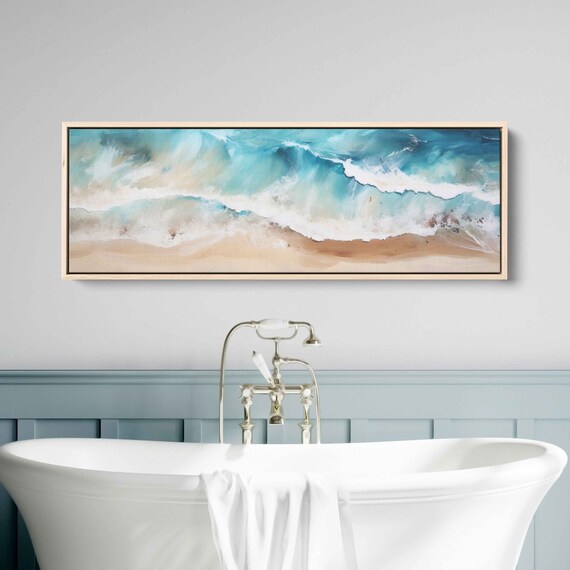 Ocean Waves Aerial View Beach Shoreline Turquoise Panoramic Wall Art
