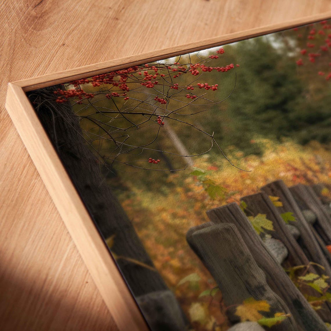 Split Rail Fence Lane With Pumpkins Fall Farm Path Photo Wall Art - Image 2
