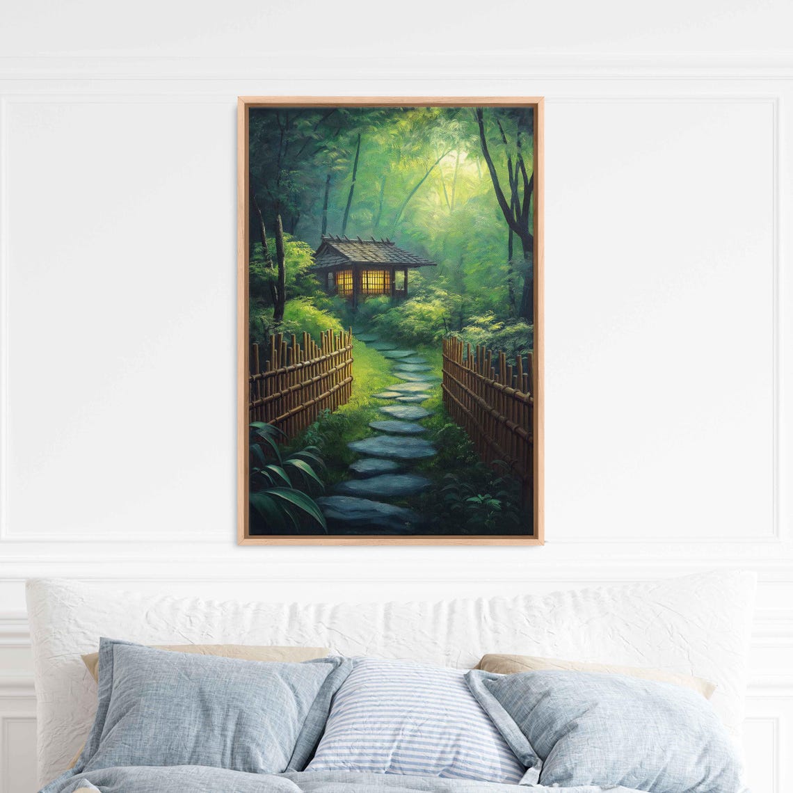 Japanese Zen Garden Wall Art Print Tranquil Bamboo Stone Path Peaceful Tea House - Image 3