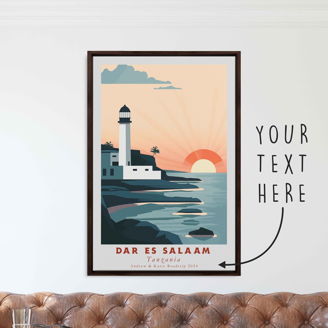 Dar Es Salaam Tanzania Lighthouse Rocky Coast Sunset Travel Poster - Image 3