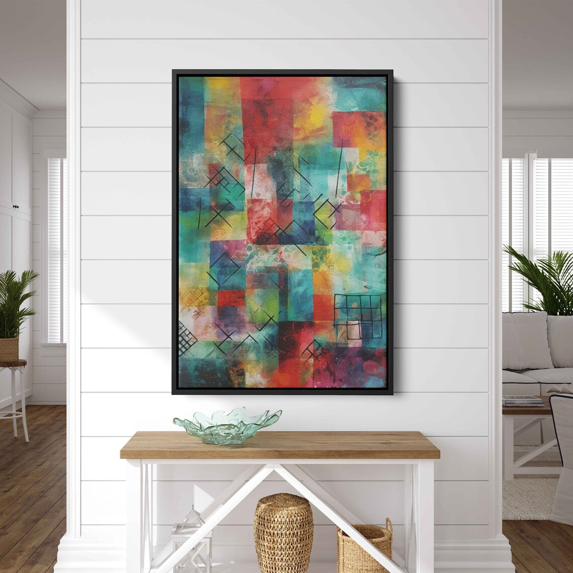Colorful Abstract Geometric Squares Modern Oil Painting Art Poster