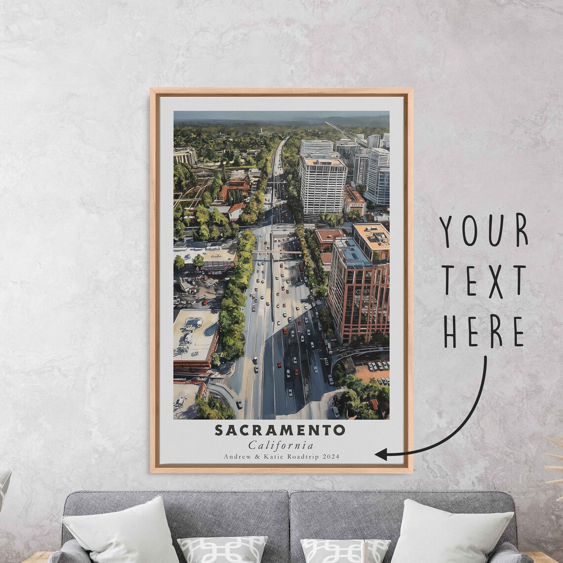 Sacramento California Aerial Downtown Street Trees Daytime Poster - Image 3