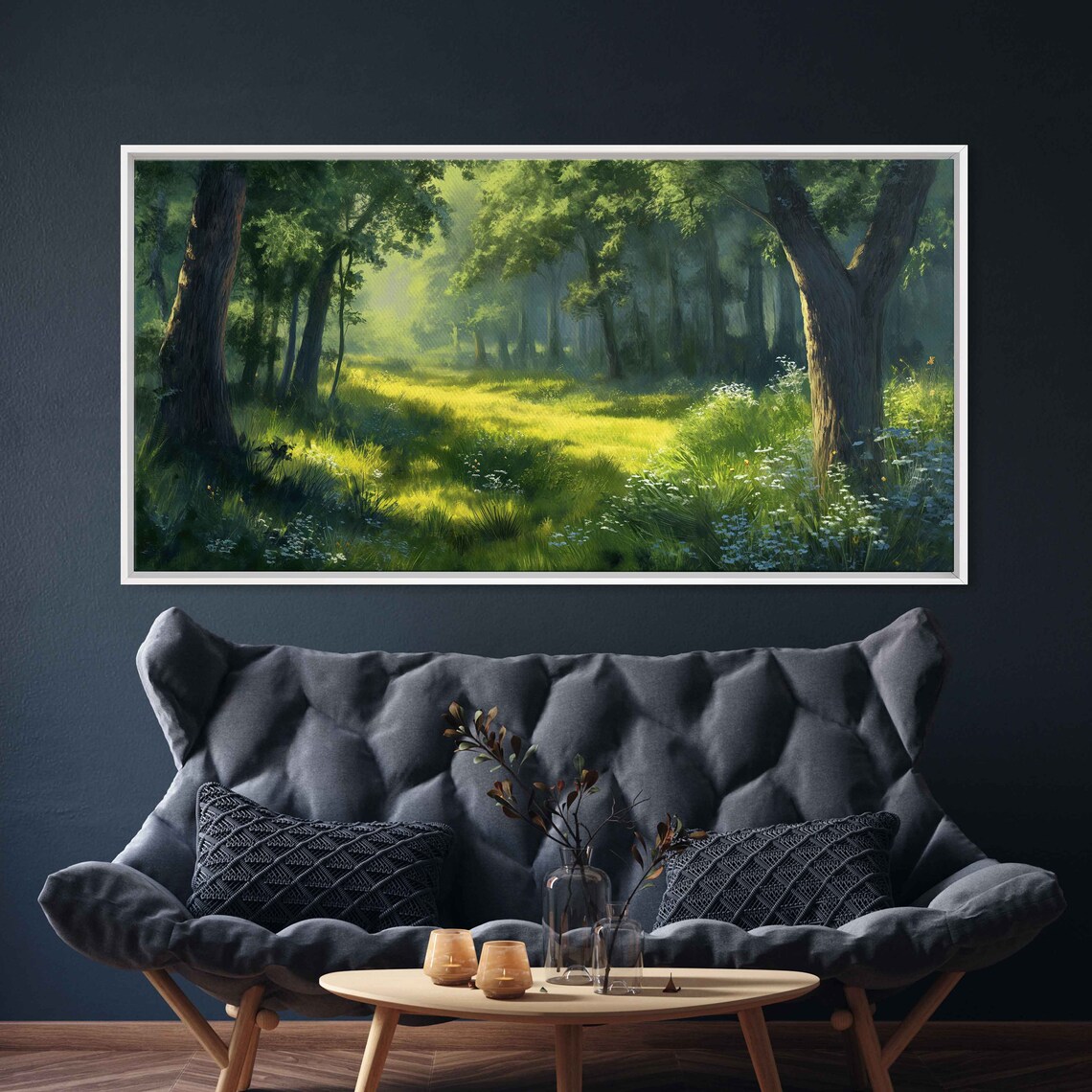 Tranquil Forest Painting, Green Nature Art Print - Image 2