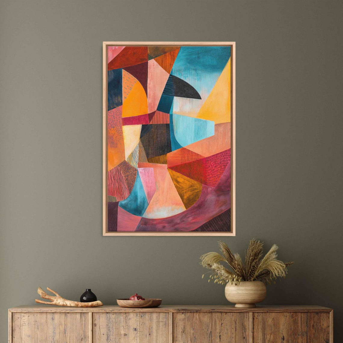 Southwestern Abstract Landscape Wall Art Print Bold Geometric Shapes Earthy Tones
