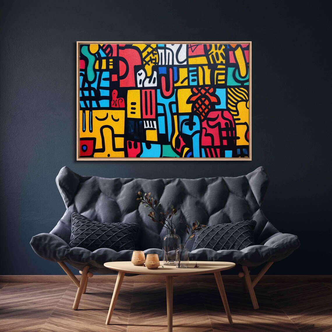 Colorful Urban Mural Graffiti Doodle City Life Abstract Street Poster
