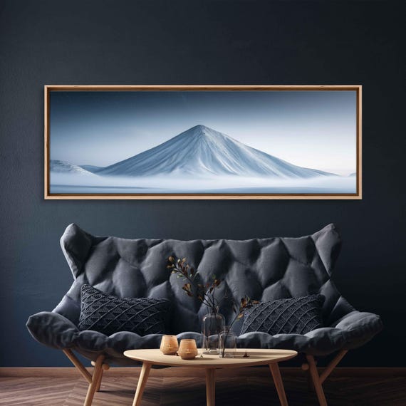 Snowy Mountain Peak Under Starry Sky Wall Art Print Minimalist Photography
