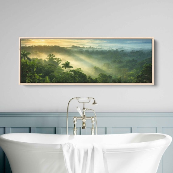Panoramic Rainforest Canopy At Sunrise Wall Art Print Tropical Landscape Jungle Poster Rainforest Foliage Ready To Hang