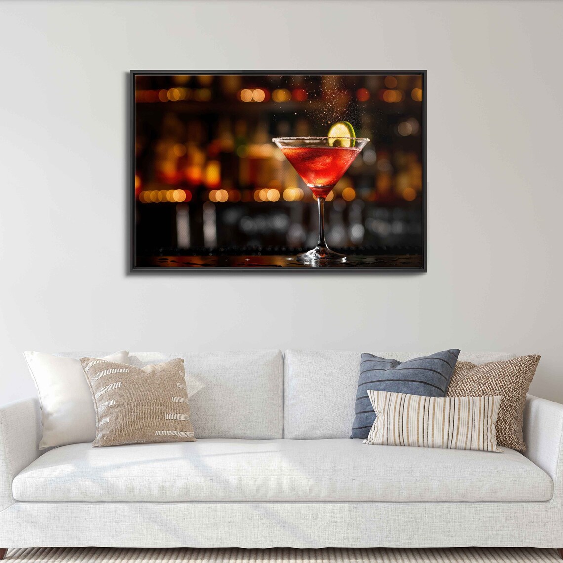 Classic Red Cocktail Martini Glass Lime Garnish Bar Bokeh Photo Wall Poster - Image 3