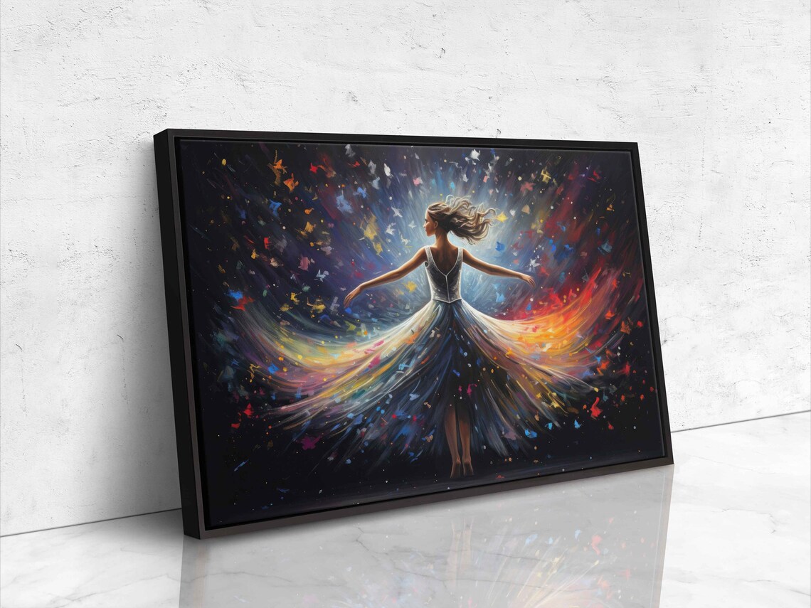 Ballerina Dancer Colorful Flowing Dress Palette Knife Art Painting Poster - Image 4