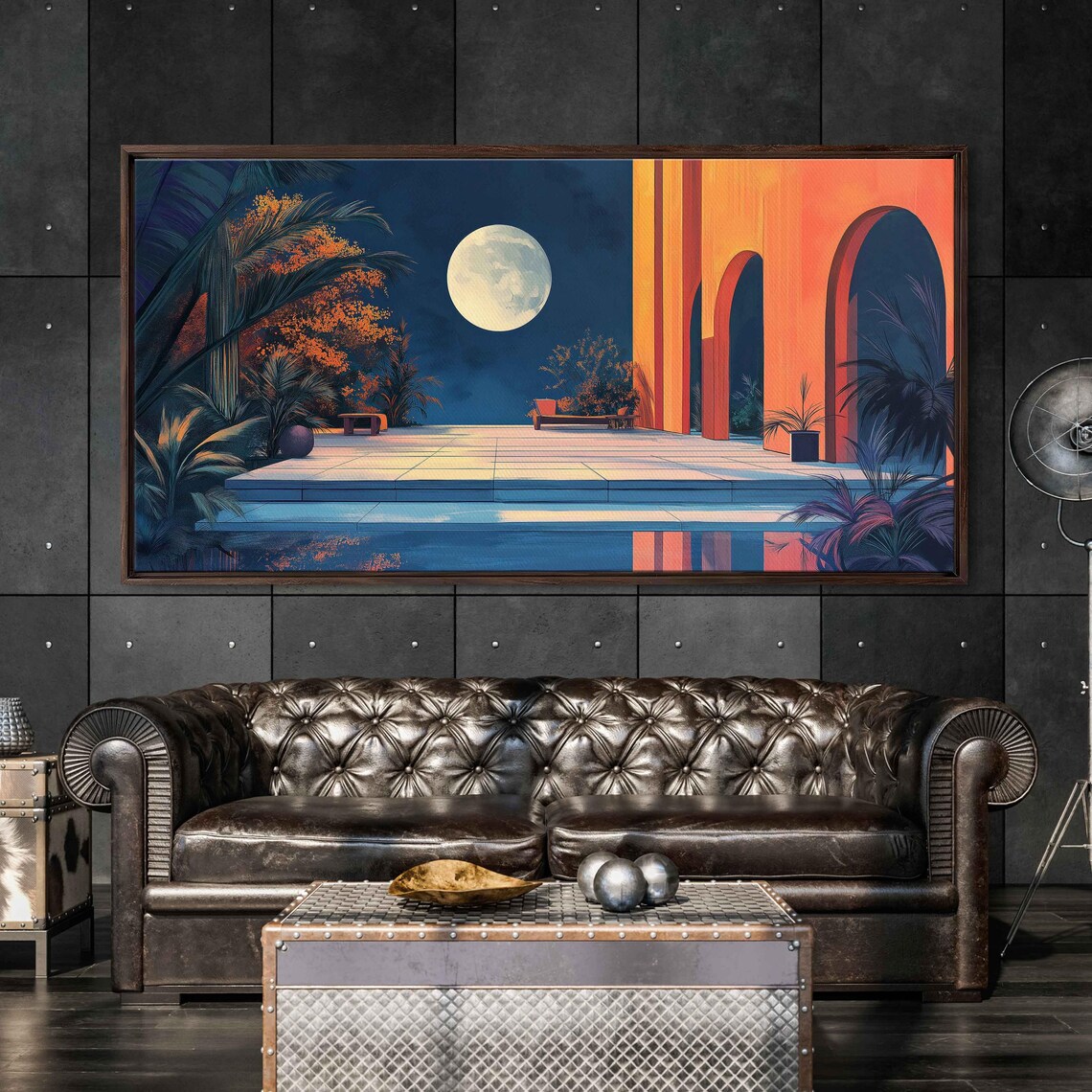 Tranquil Terrace Under Twilight Sky Art Print - Image 3