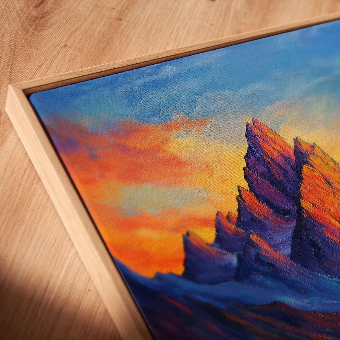 Mystical Mountain Landscape, Sunset Peaks Reflection - Image 2