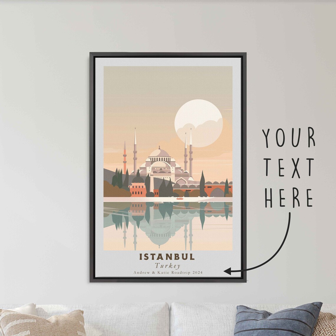 Istanbul Turkey Mosque Sunset Water Reflection Minarets Travel Poster - Image 3