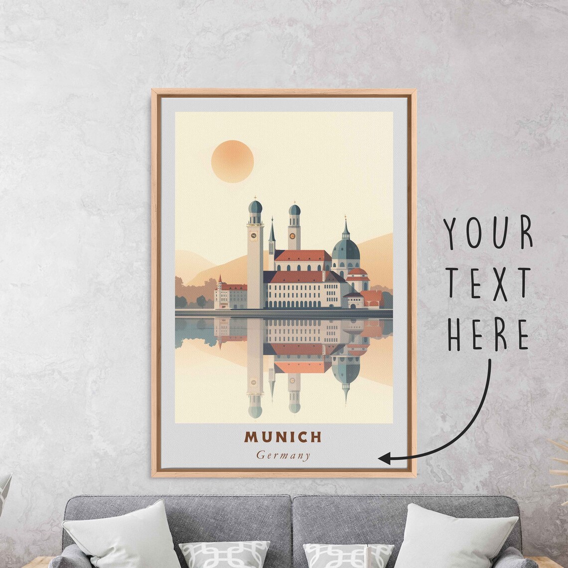 Munich Germany Frauenkirche Cathedral Reflection Travel Poster