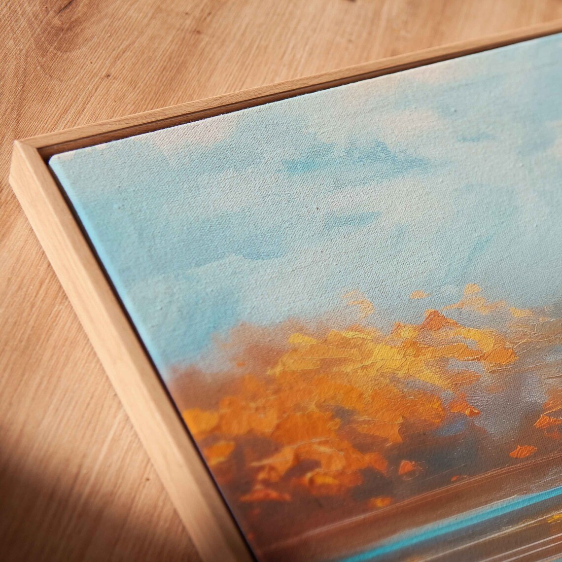Rowboat On Serene Autumn Lake With Golden Foliage Painting Poster - Image 2