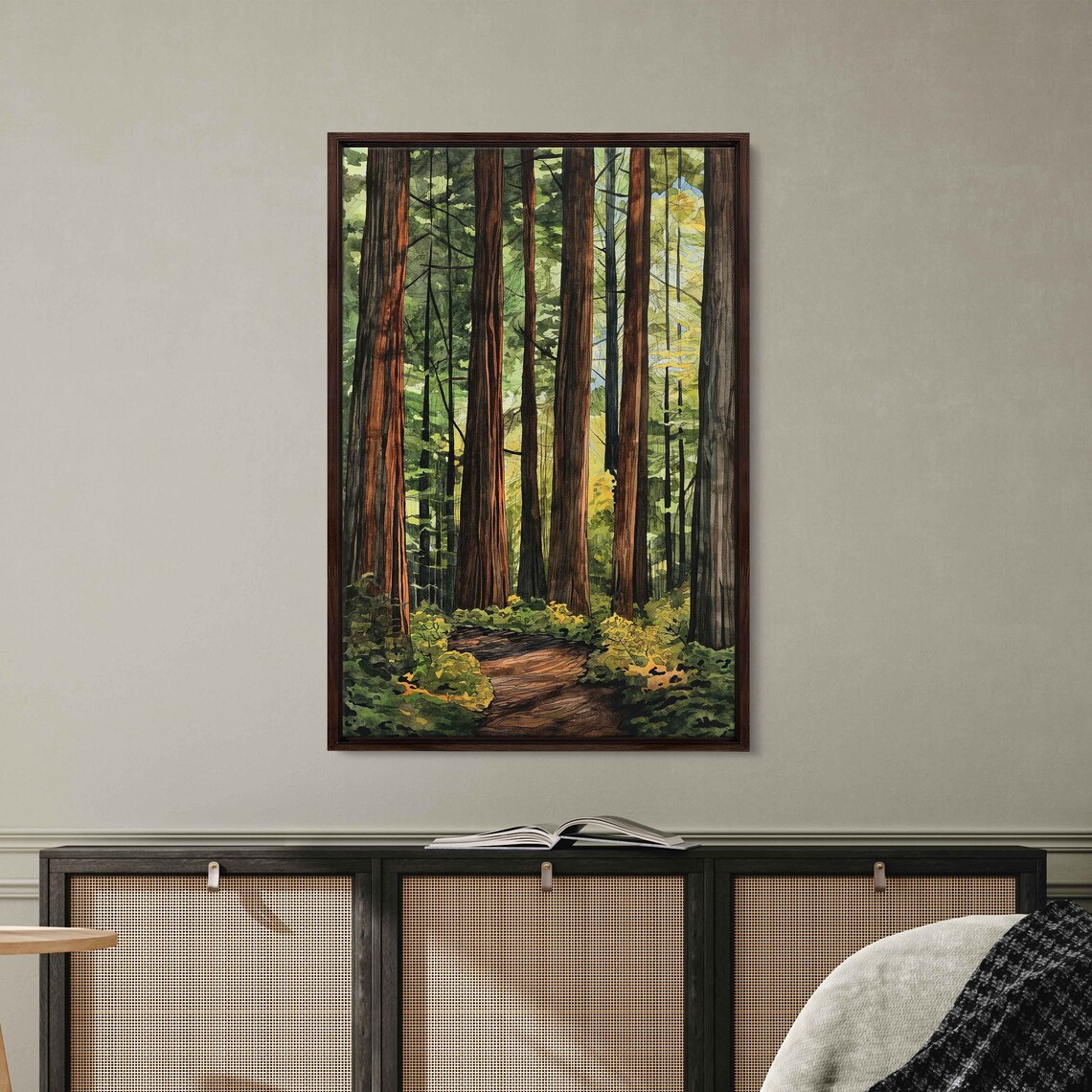 Lush Forest Path Wall Art Print Gift For Nature Lover Wooded Walkway Serene Outdoors Ready To Hang