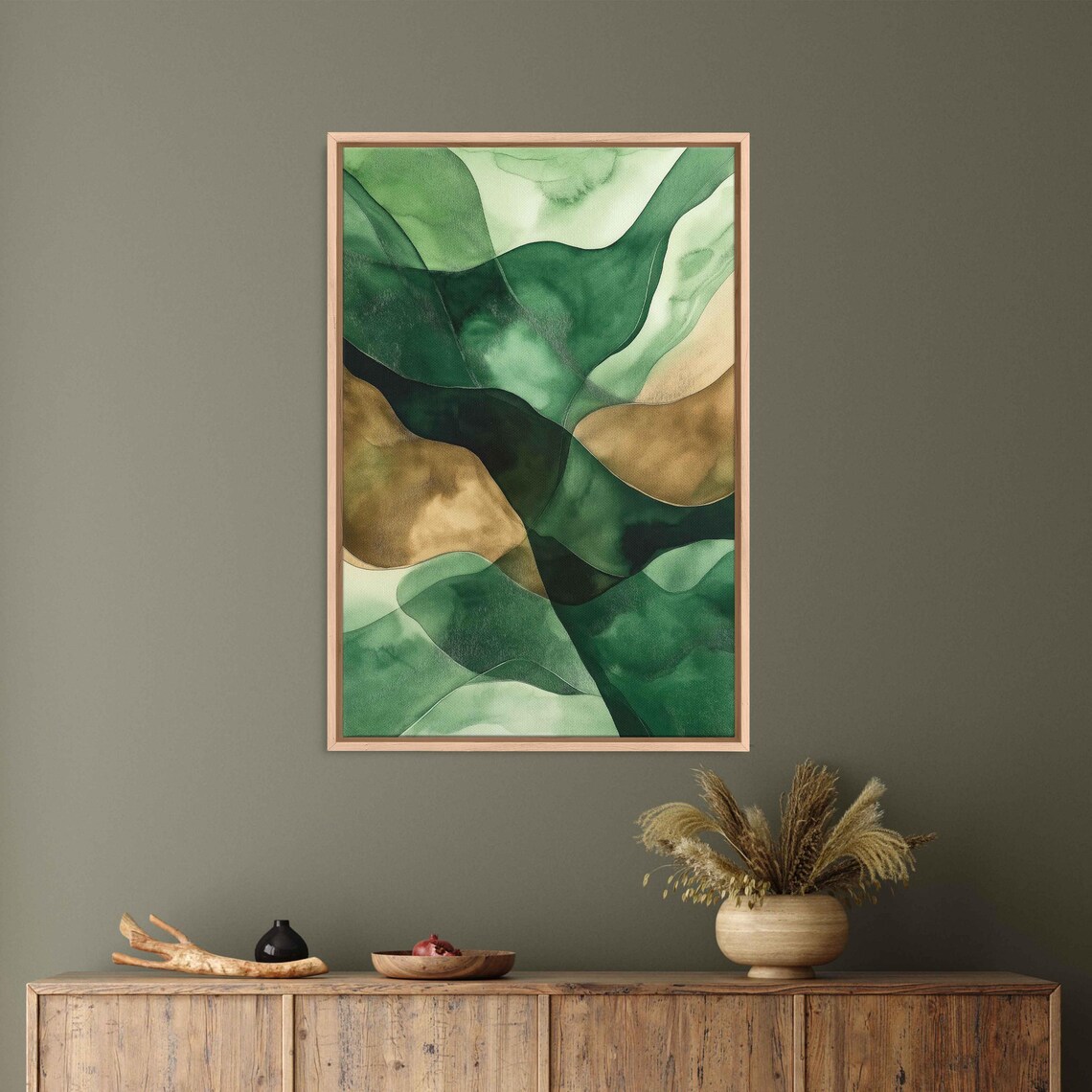 Organic Shapes in Earthy Greens Art Print - Image 3