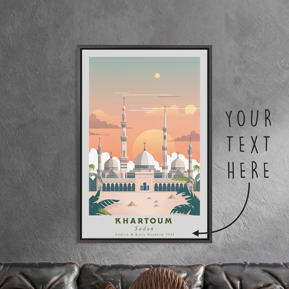 Khartoum Sudan Grand Mosque Minarets Desert Sunset Travel Poster - Image 3