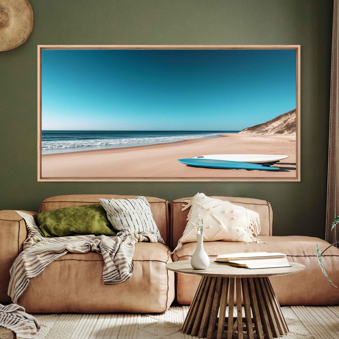 Surfboards Resting On Sandy Beach Wall Art Print Beach Life Tropical Island Gift For Surfer Ready To Hang - Image 3