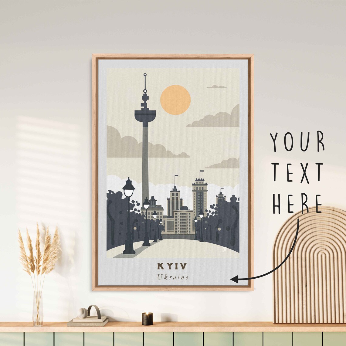 Kyiv Ukraine TV Tower Historic Buildings Retro Travel Poster