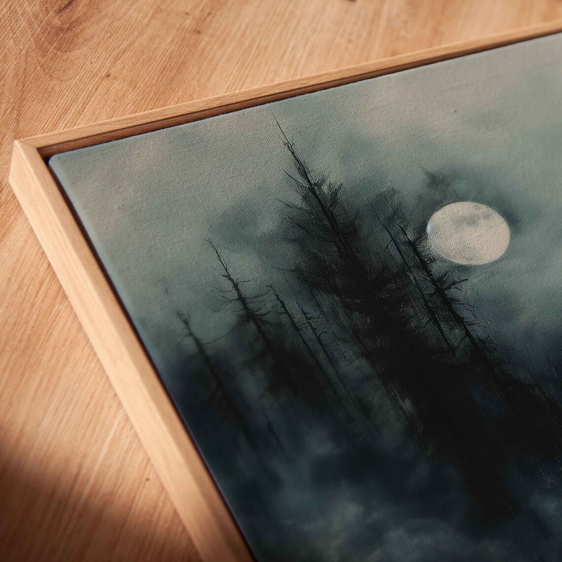 Ghostly Figure In Foggy Pine Forest Full Moon Night Spooky Poster - Image 2