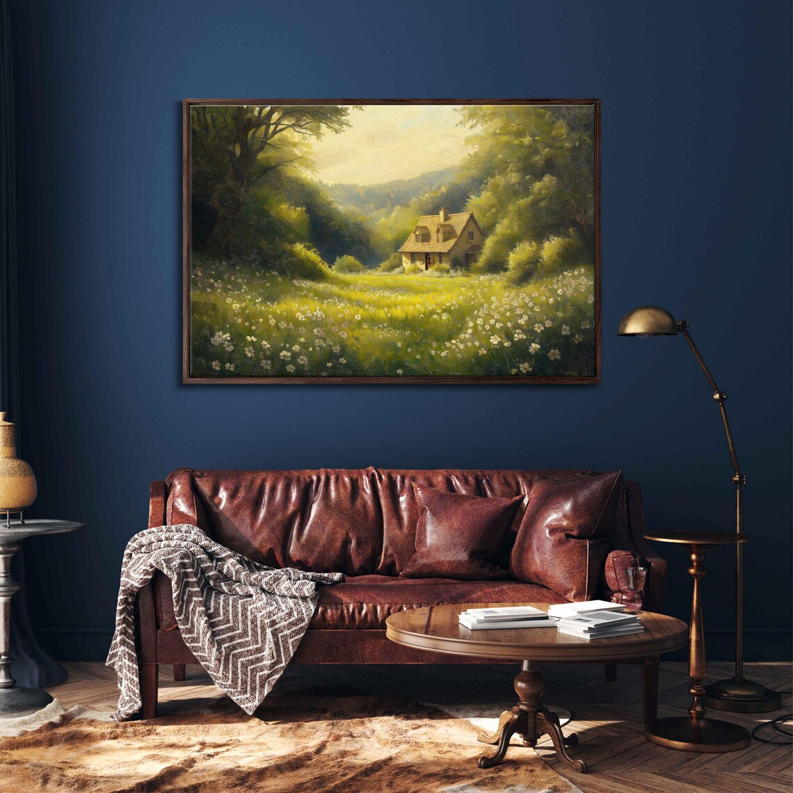 Cottage Nestled In A Wildflower Meadow In Golden Light Poster - Image 3
