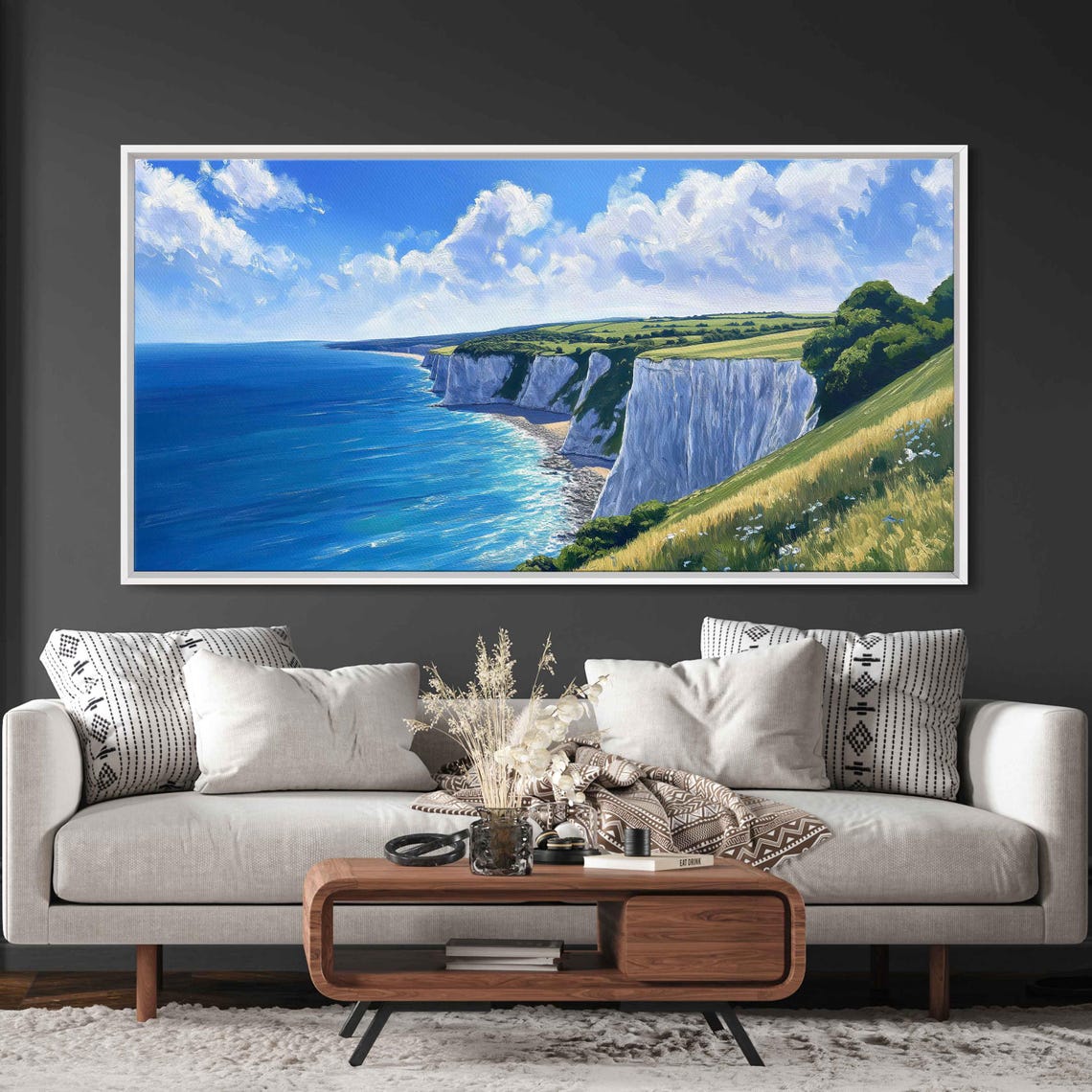 White Cliffs of Dover Sunlit Coastal Cliffs Over Blue Sea Poster - Image 3