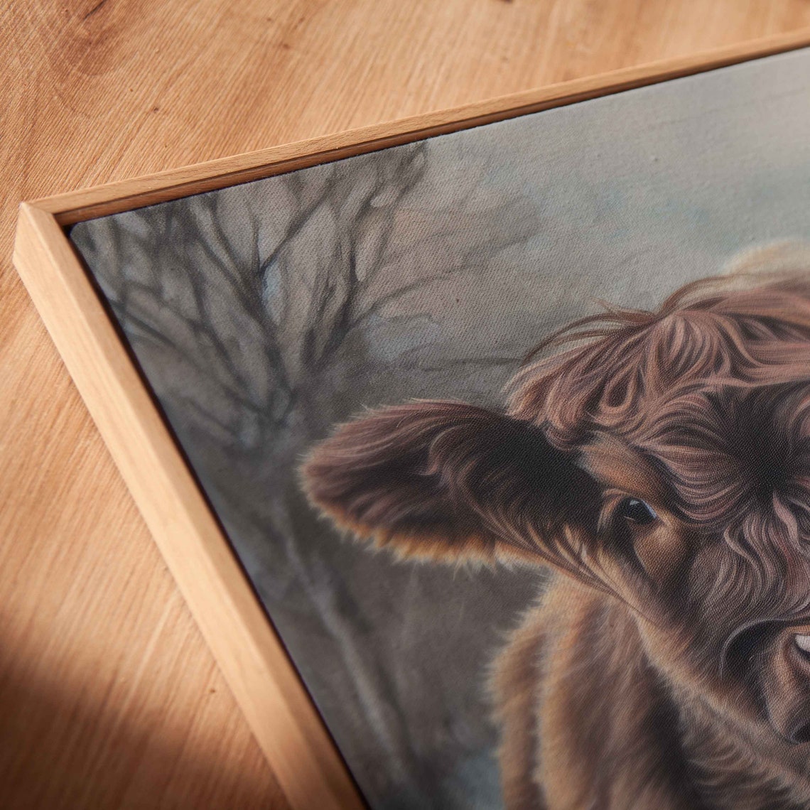Highland Calves Trio Misty Morning Winter Field Cute Cow Poster - Image 2