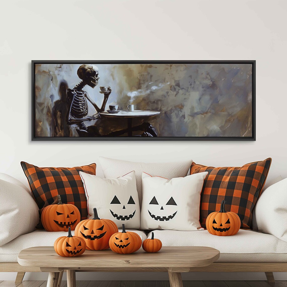 Skeleton with Tea, Whimsical Halloween Art Print - Image 3