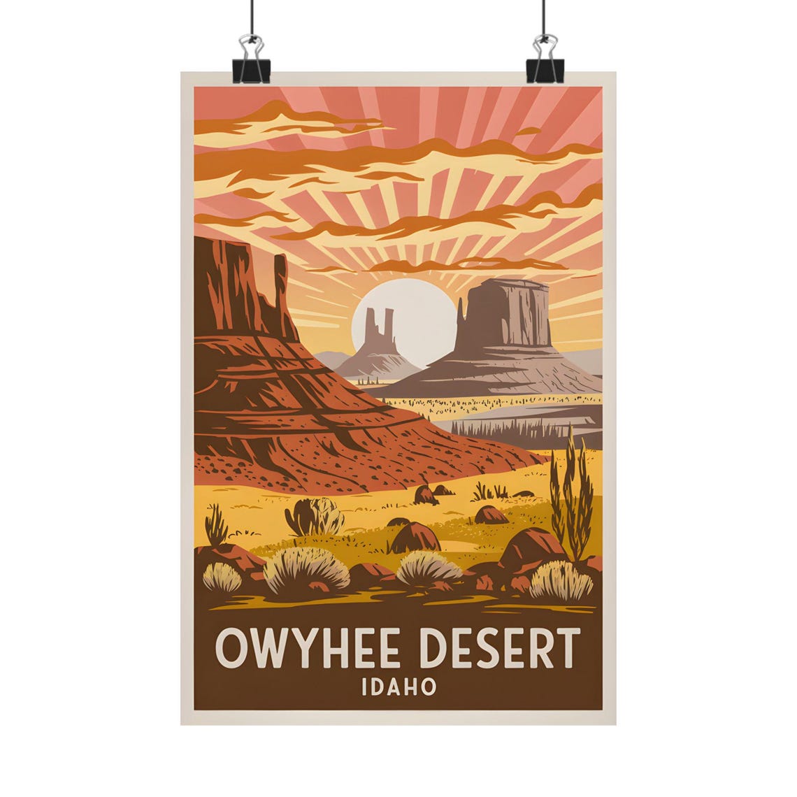 Owyhee Desert Idaho Sunset Mesas Wild Landscape Vintage Poster