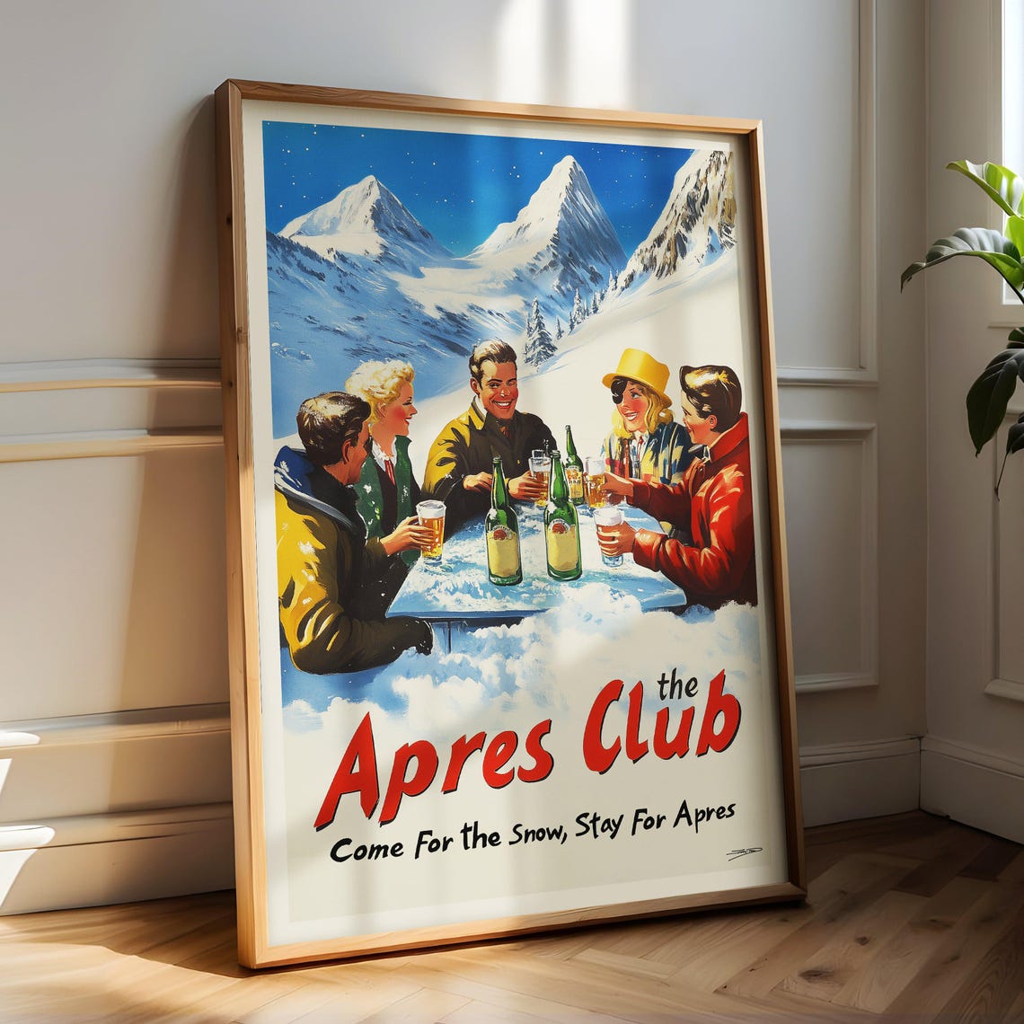 Apres Ski Cub Skiing Gift, Vintage Alps Travel Poster