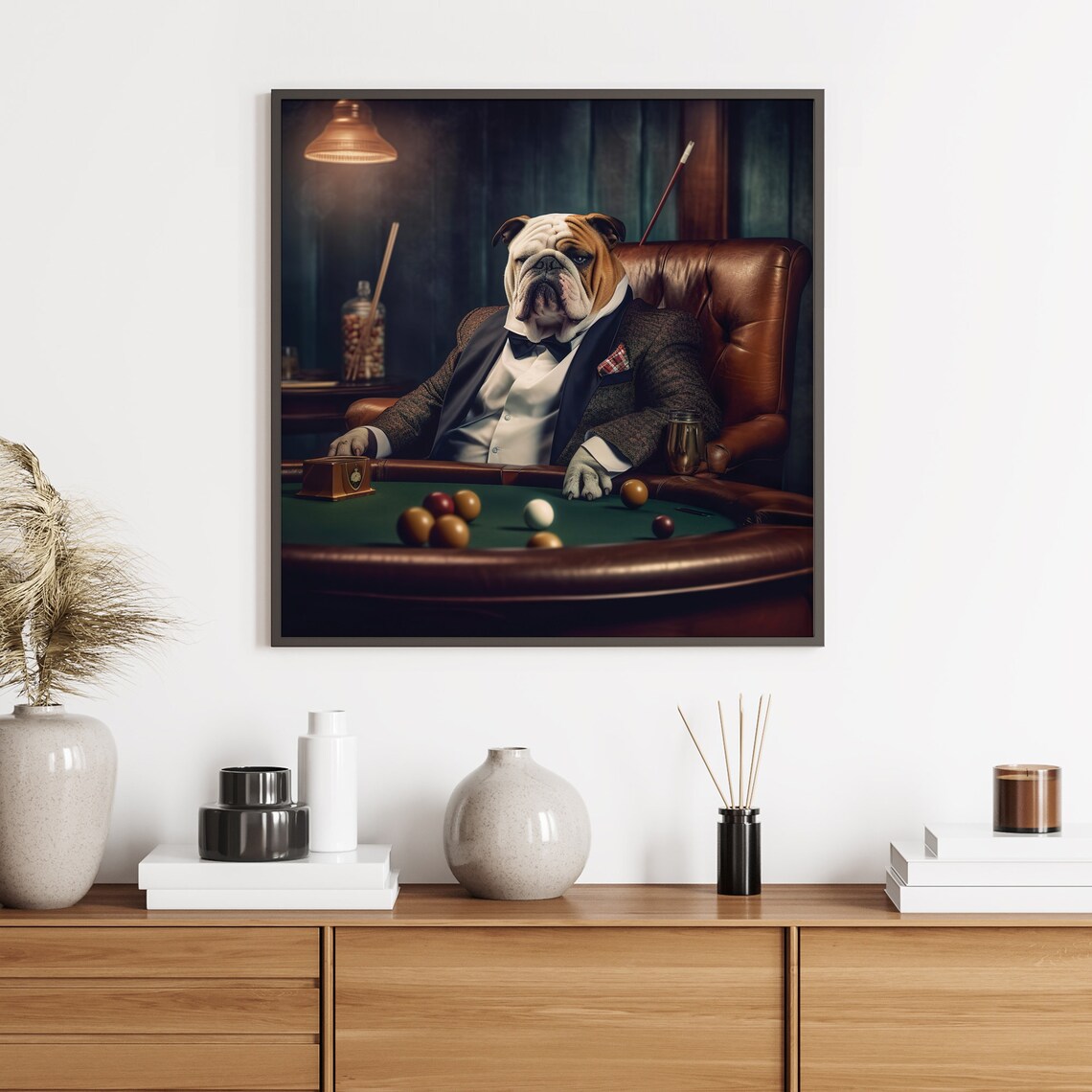 Bulldog In Suit Playing Billiards Gentleman Dog Pool Hall Art Poster - Image 5