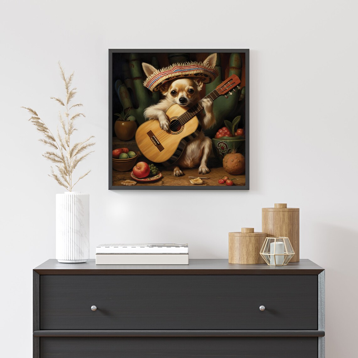 Chihuahua In Sombrero Playing Guitar Funny Mexican Dog Poster - Image 4
