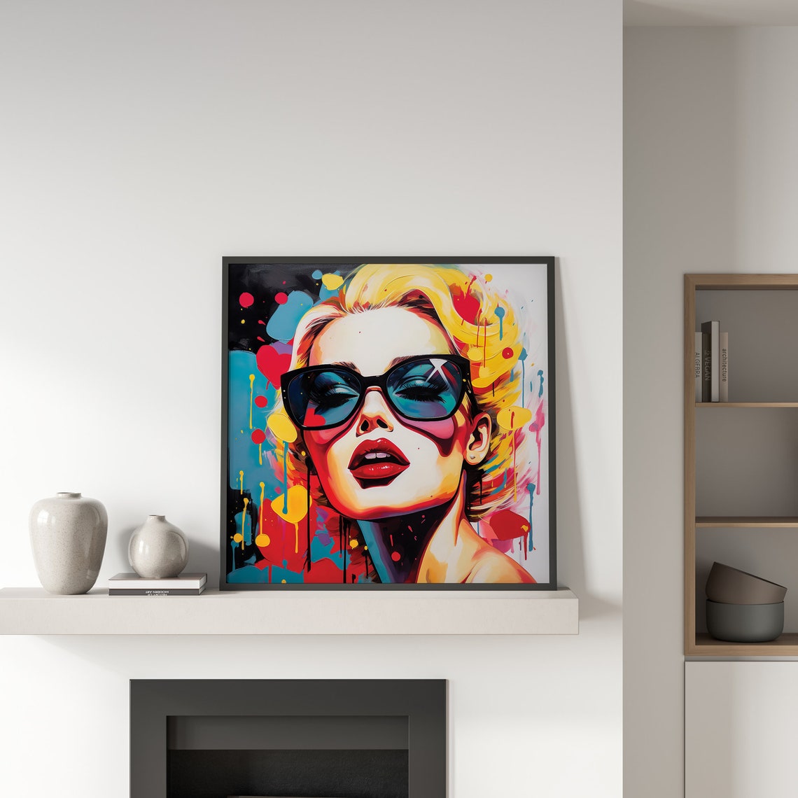 Woman Portrait In Pop Art Style Framed Poster Pop Art Modern Wall Art Woman With Glasses Pop Art Colorful Woman Portrait Poster - Image 5