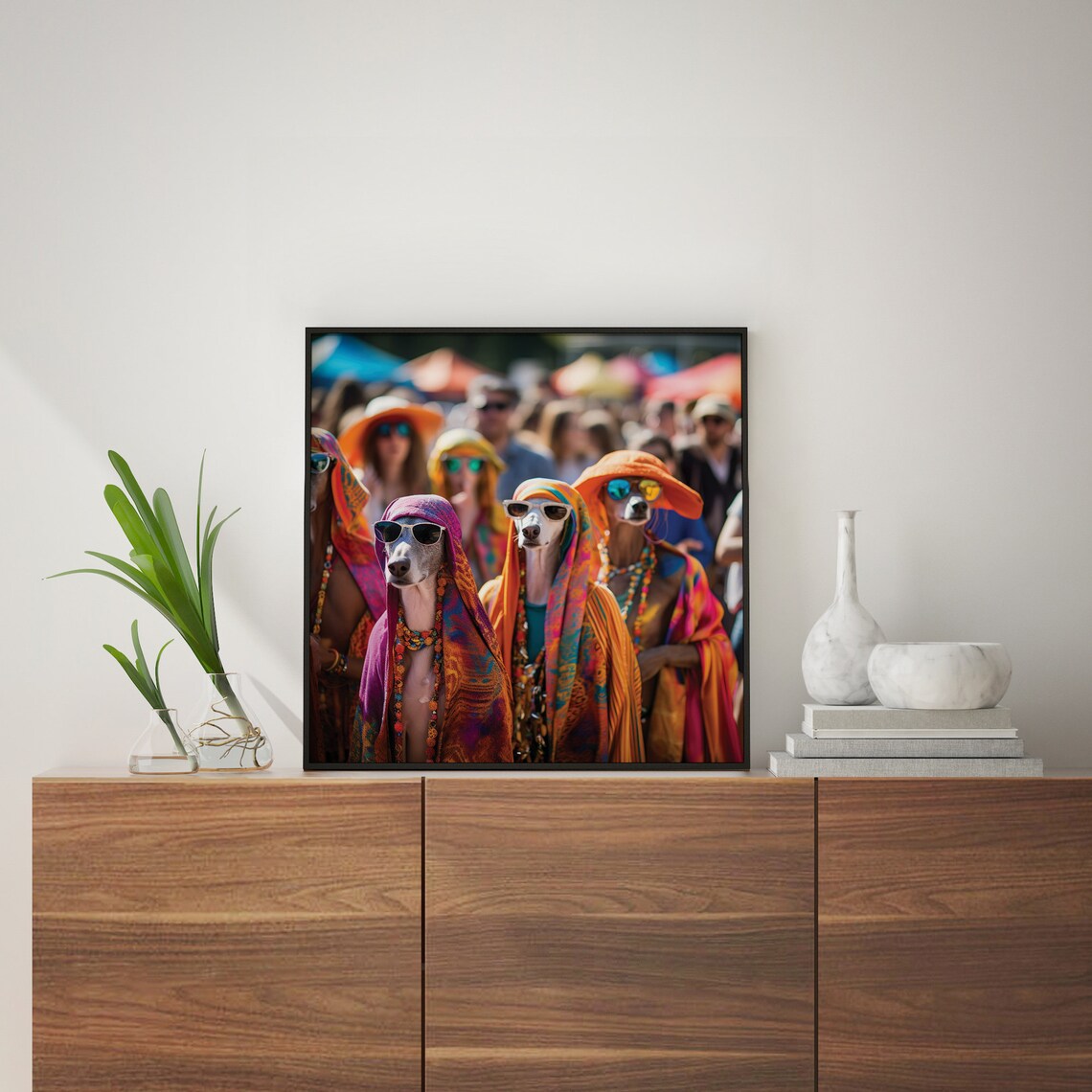 Hippie Dogs At Music Festival Cool Dogs In Sunglasses Art Poster - Image 5
