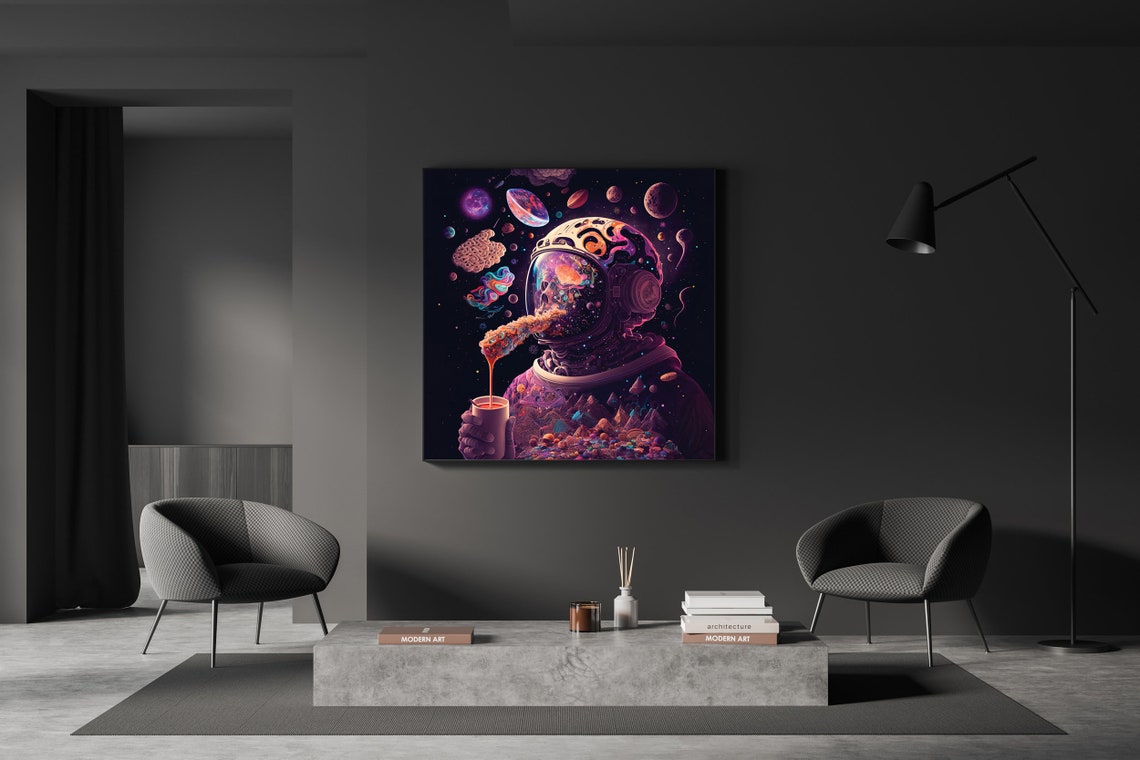Psychedelic Astronaut Trippy Space Skull Cosmic Coffee Poster - Image 2
