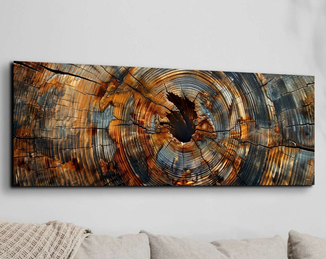 Abstract Tree Ring Art Print, Nordic Natural Art