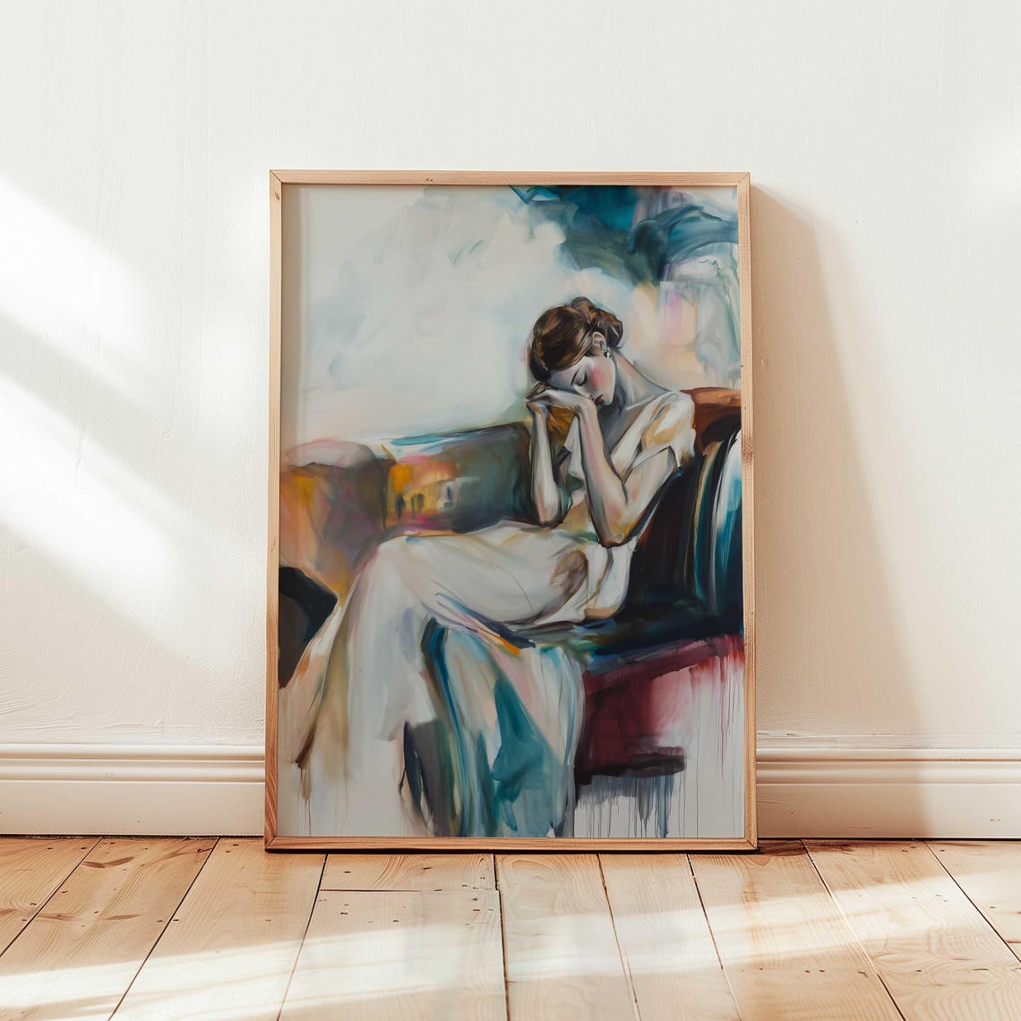 Dreamy Painterly Woman Resting Soft Ethereal Figure Art Poster