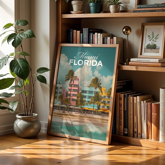 Miami South Beach Art Print Vibrant Oceanfront Cityscape