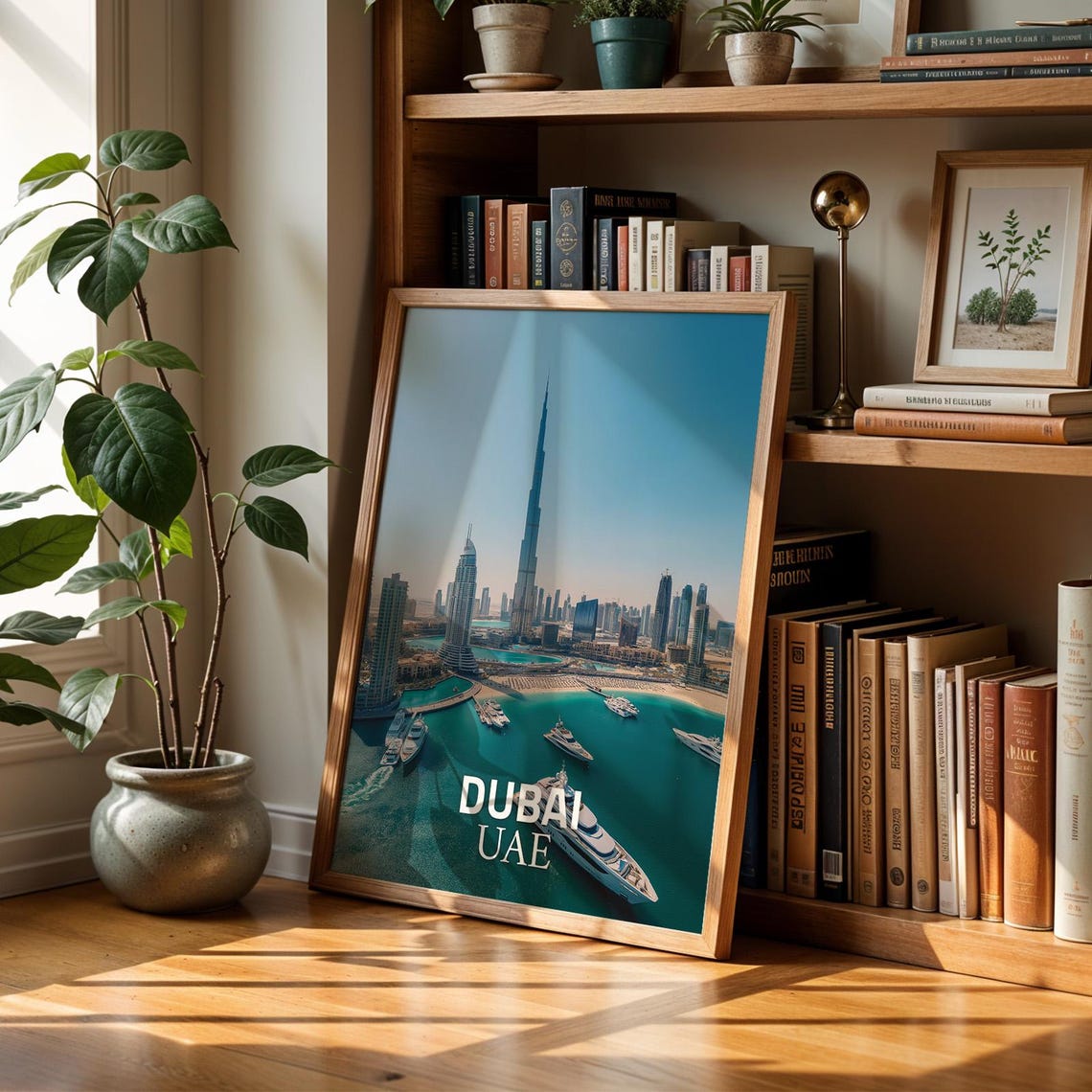 Dubai UAE Burj Khalifa Marina Skyline Vibrant Cityscape Travel Poster